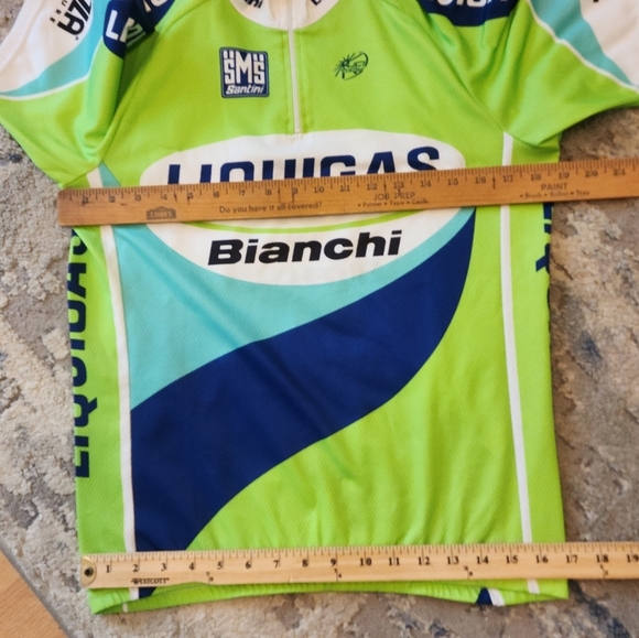 SMS Santini Bianchi Liquigas 1/4 zip cycling jersey. Blue green. Size large - Picture 6 of 16